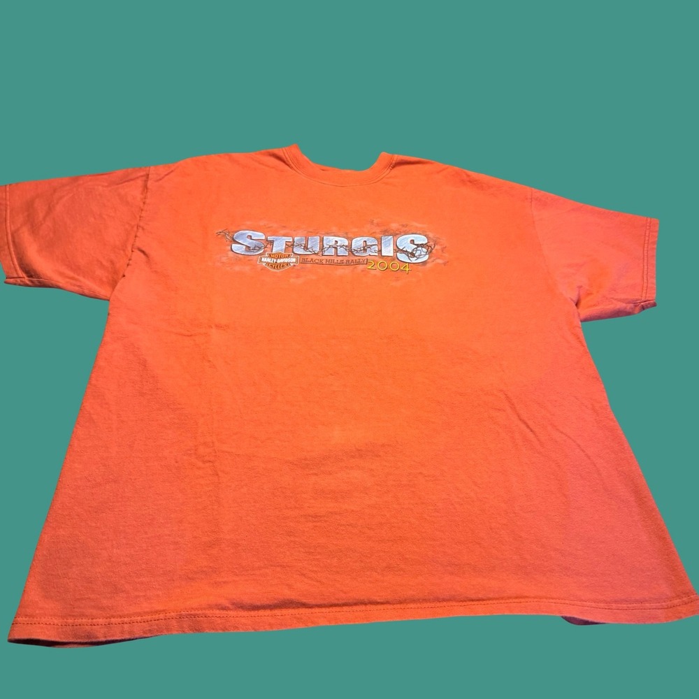 2004 Harley Davidson Sturgis T Shirt XL Orange Black Hills Rally USA Vintage SD